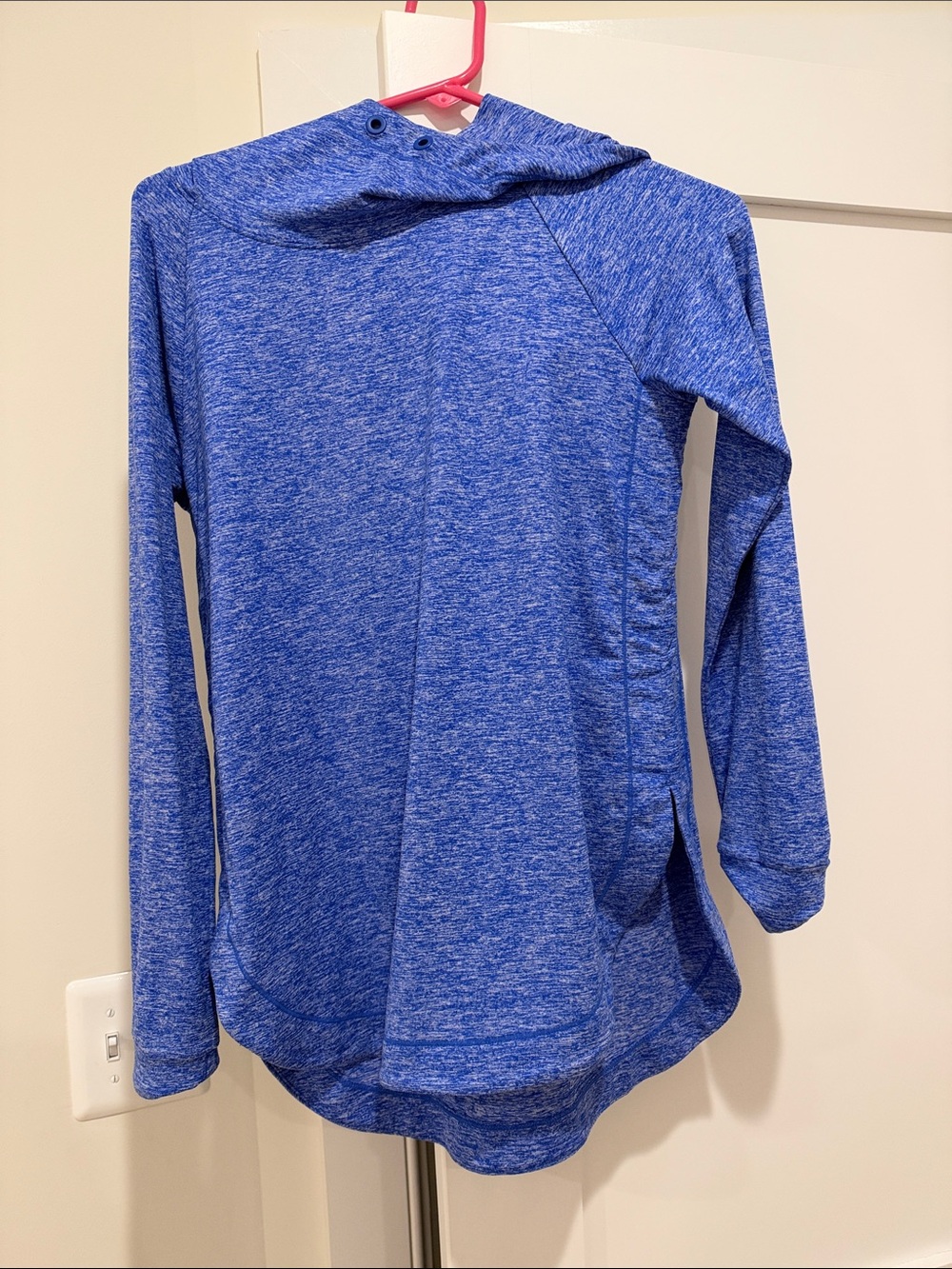 Athleta Women's Heathered Royal Blue Hooded Long-Sleeve Top
